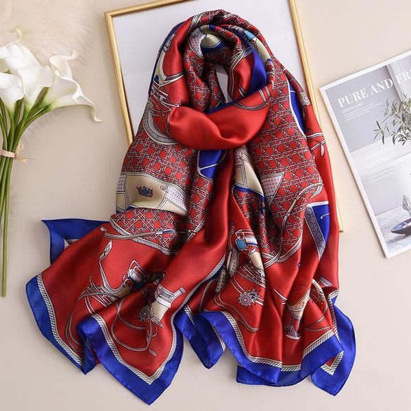 

scarves spring autumn style silk women shawl fashion warm scarf sun-resistant chiffon hijab blanket, Blue;gray