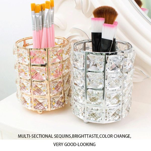 

eyebrow tools & stencils cosmetics makeup brush container storage bucket for girls women ladies crystal silver set cooking masks accessories