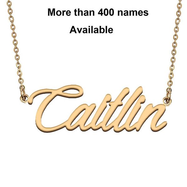 

chains cursive initial letters name necklace for caitlin birthday party christmas year graduation wedding valentine day gift, Silver