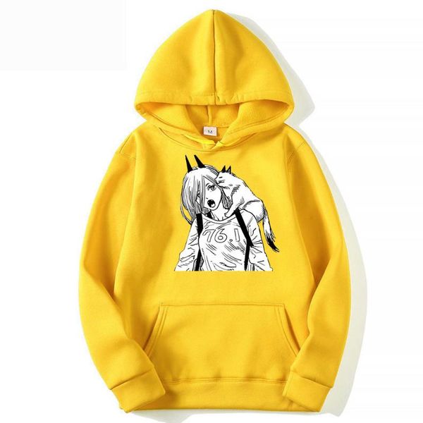 

men's hoodies & sweatshirts chainsaw men print cute hoodie women casual autumn hooded collar sweatshirt oversized pullover coat for ani, Black