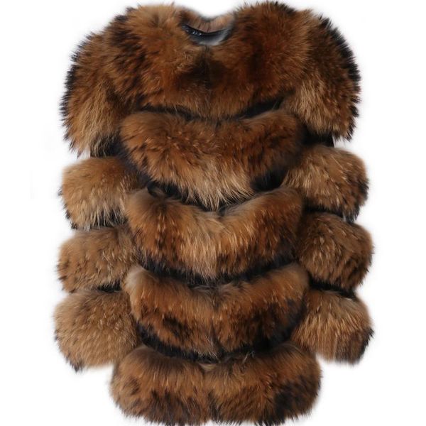 

women's fur & faux raccoon coat ladies natural women real, Black