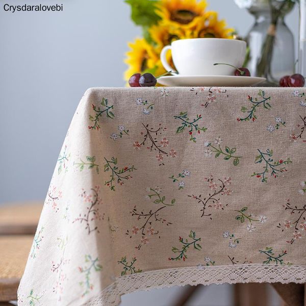 

table cloth fashion dandelion linen country style flower print multifunctional rectangle cover tablecloth with lace edge