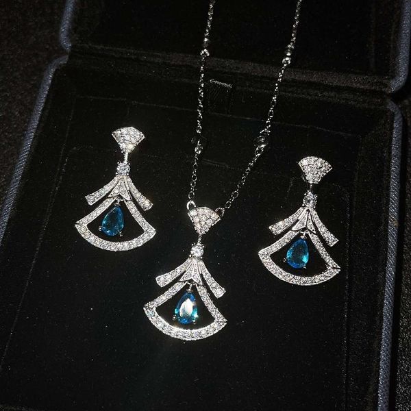 

earrings & necklace fashion small skirt fan pendant wedding birthday gift, Silver