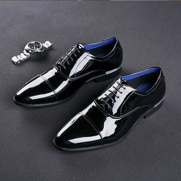 

decarsdz leather shoes men's business ess pointed groom man wedding british derby, Black