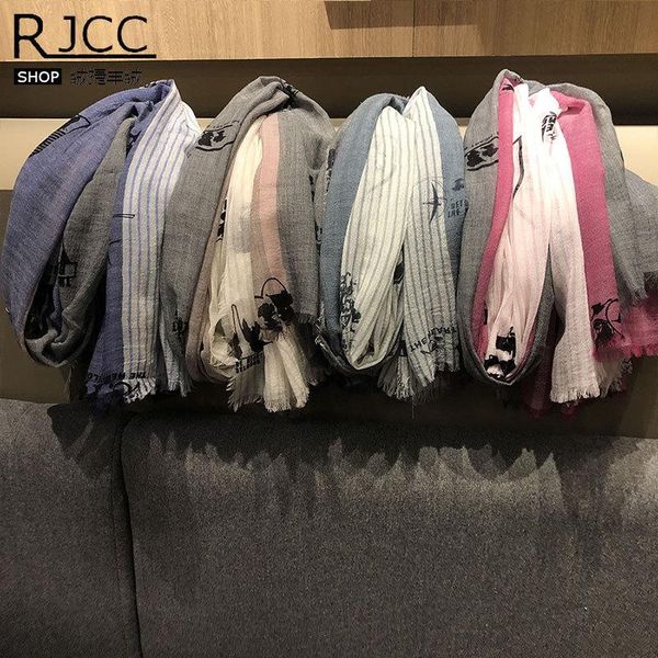 

scarves 100% wool scarf women fashion solid color shawl comfortable and warm spring summer thin all-match, Blue;gray