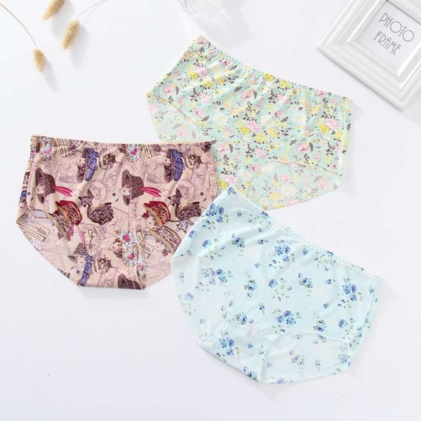 

spring products medium waist ice silk printed cotton, Black;pink