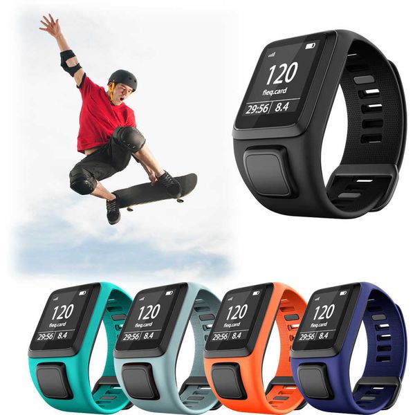

original colorful soft silicone replacement wrist band strap for tomtom runner 2 3 spark 3 gps smart watch bracelet h0915, Silver