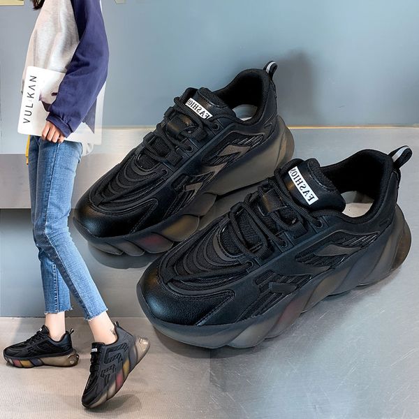 

high-quality ladies casual shoes 2021 spring new all-match pure oolor increased lightweight shoes shoes wear-resistant pu sole40