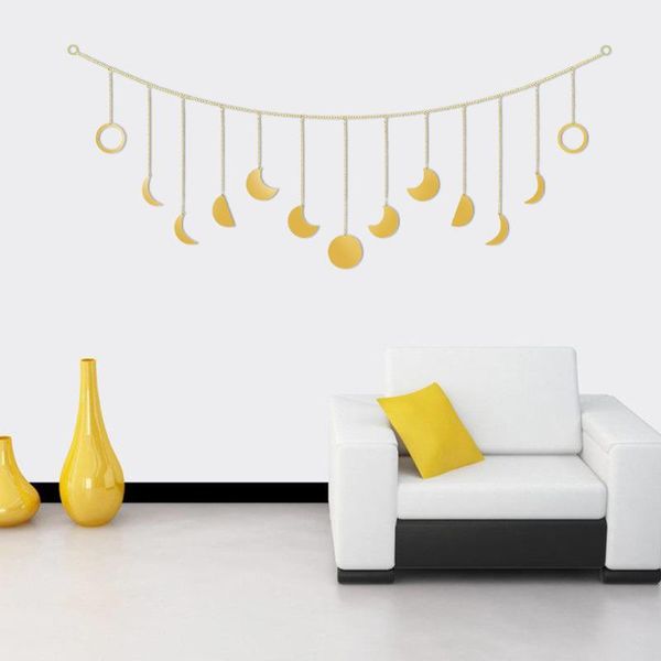 

decorative objects & figurines kawaii room decor metal moon phase wall hanging garland chains baby shower party banner for dorm home decorat