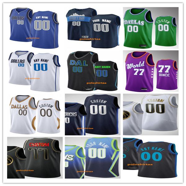 

custom 77 luka doncic dirk 41 nowitzki kristaps 6 porzingis justin 44 jackson tim 11 hardaway jr men kids youth basketball jerseys, Black;red