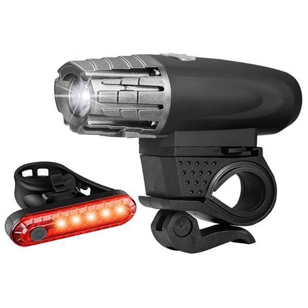 

durable bicycle light set led usb rechargeable cycling headlight with rear lamp taillight abs material 1200mah bicycle equipment