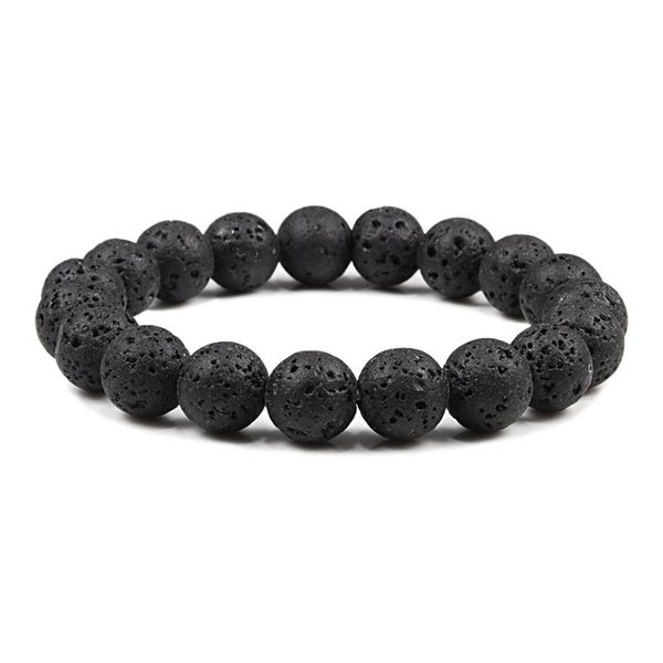 

beaded, strands minimalist 10mm bracelet classic black lava natural stone yoga beads onyx strand buddha bracelets&bangles for women men jewe