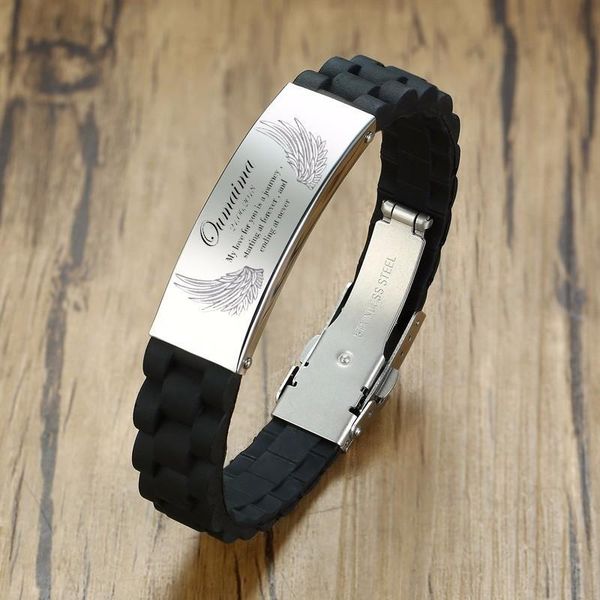 

cuff mens id bracelets stainless steel silicone wristband child fits adults kids identification personalized men jewelry, White