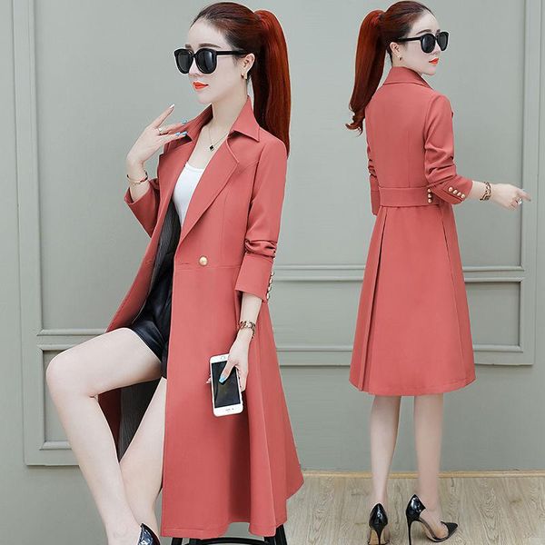 

women's trench coats women 2021 autumn winter fashion coat female double breasted windbreaker elegant ladies casual slim outwear g724, Tan;black