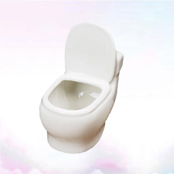 

bath accessory set ceramic fleshy flower pot creative toilet design succulent deskadornment for home office without plants (white)