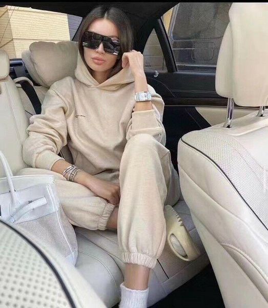 

2021 autumn winter long sleeve candy color hoody ins women sets big size, White