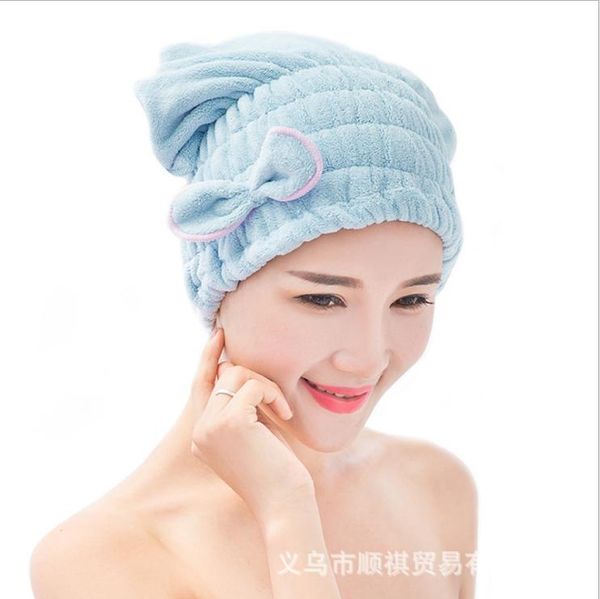 

towel coral hair fine fiber absorbent bow cap