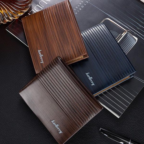 

wallets beallerry letter print solid color men's wallet pu leather cion purse small card holder for men, Red;black