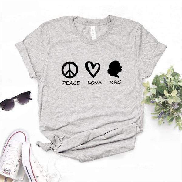 

peace love rbg print cotton womens t shirt casual funny yong girl tee a 1341, White