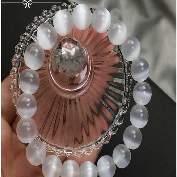 

decorative objects & figurines 100%natural selenite gypsum bracelet feng shui white cat's eye crystal mineral therapeutic stone for diy