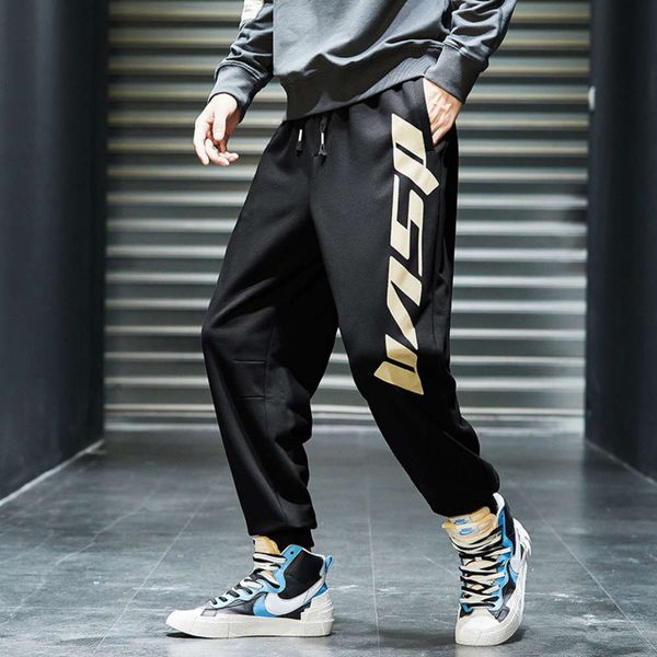 

autumn 2020 men's trend baggy casual leggings sports pants for teenagers, Black