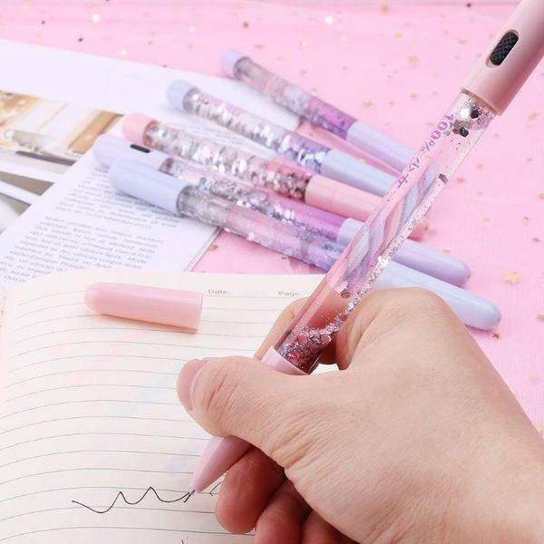

colorful liquid quicksand 0.5mm ballpoint pen magic wand school stationery office supplies for writing 1xce pens, Blue;orange