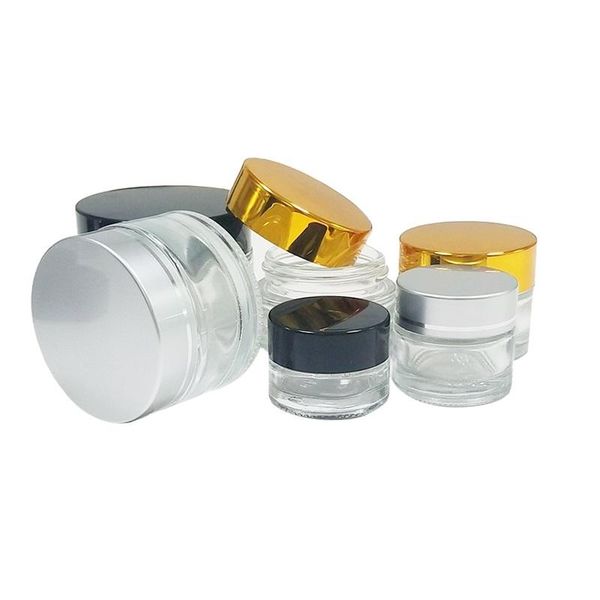 

storage bottles & jars 5g 10g 15g 20g 30g 50g cosmetic containers cream jar clear frosted glass gold silver black cap facial 20pcs/ lot