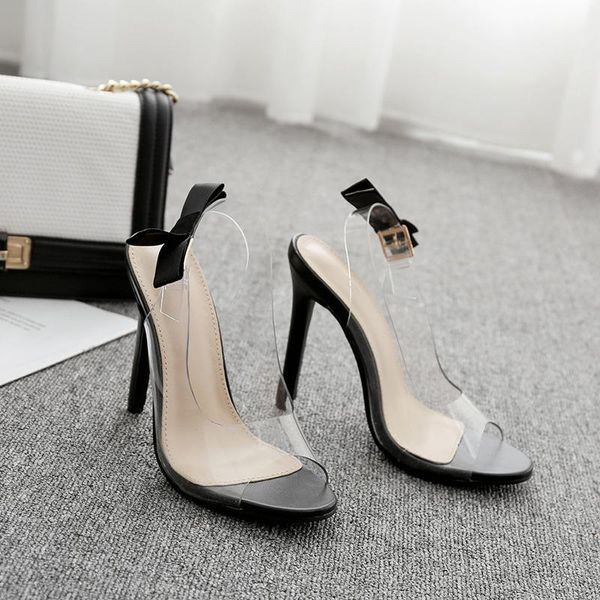 

dress shoes bow high heel sandals woman summer, Black