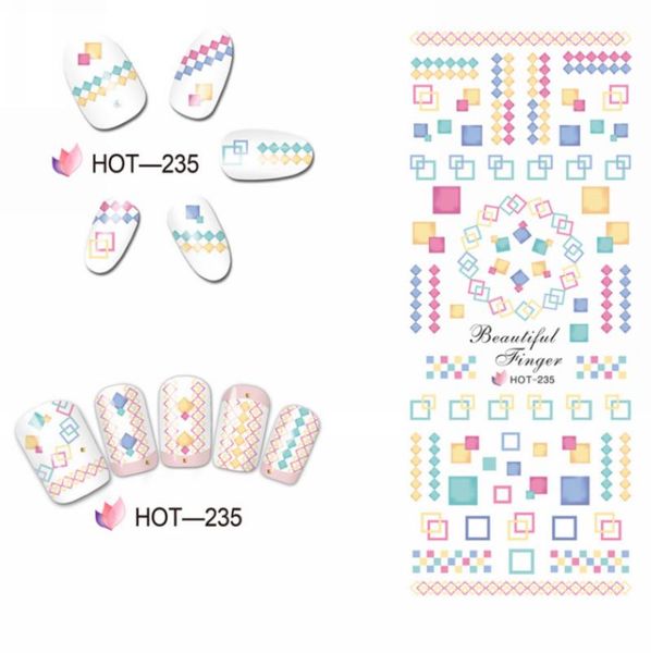 

stickers & decals uprettego nail art beauty water decal slider sticker geometry triangle square round shape 235-240, Black