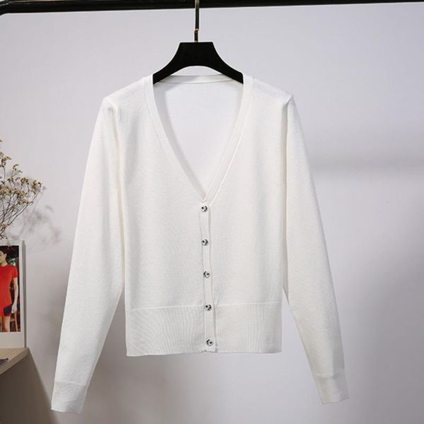 

women's knits & tees [ewq] korea chic casual trend women solid color v-neck single-breasted fashion simple knitted cardigan coat autumn, White