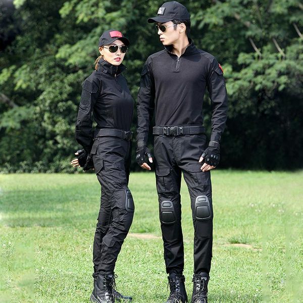 

men's tracksuits us army sets men women tactical military uniform combat hunting clothes training suit camo cargo pants male shirt, Gray