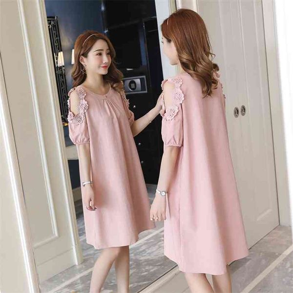

maternity dress leakage of shoulder es for pregnant women gowns summer pregnancy korean style 210726, White