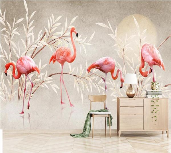 

wallpapers custom 3d mural wallpaper beautiful artistic flamingo hd art tv background wall painting decorative