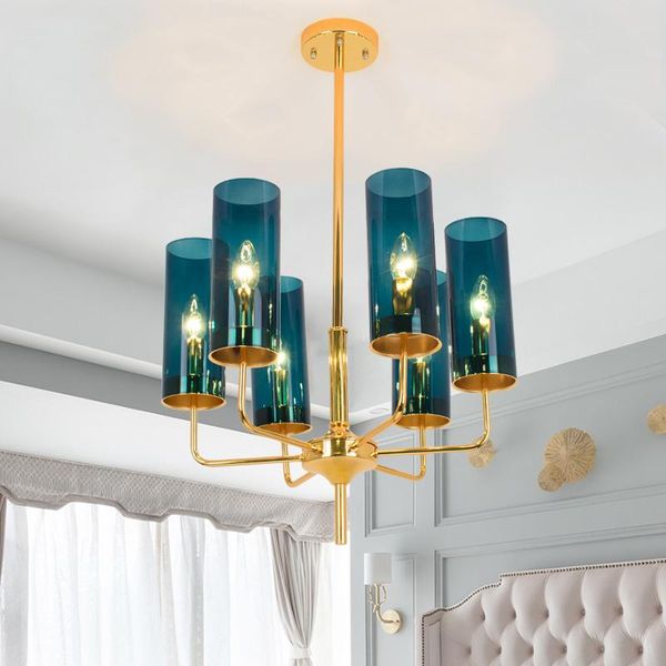 

pendant lamps nordic clear glass led chandelier blue cognac heads modern lights for room living decoration lighting fixtures