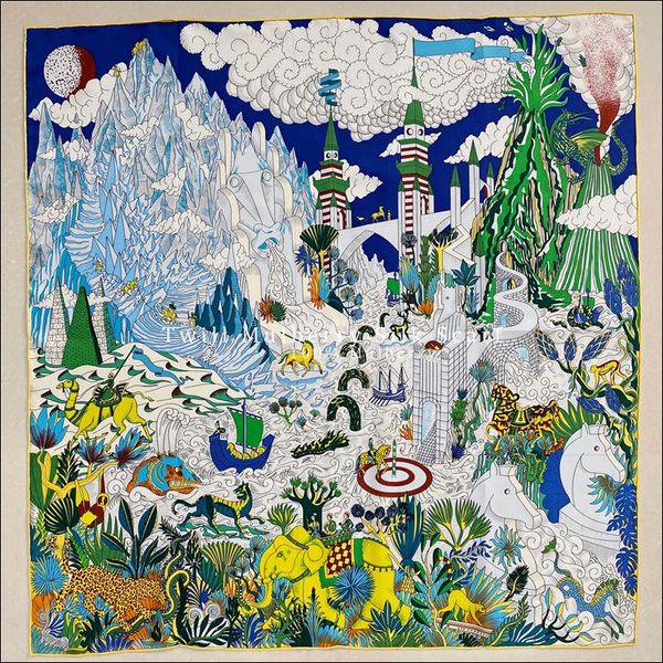 

scarves luxury mulberry silk scarf 90cm 100% natural hand rolled twill 100 90*90cm, Blue;gray