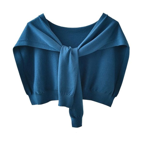 

scarves women's shawl short 2021 autumn and winter wild lace-up knot shoulder neck scarf dual-use fake collar, Blue;gray