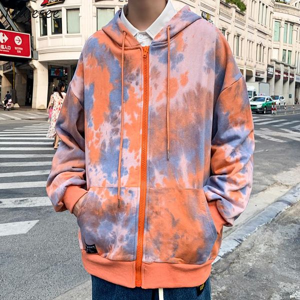 

men's jackets men camouflage plus size 3xl tie dye hooded hip hop zipper pockets korean style handsome all-match outwear streetwear, Black;brown