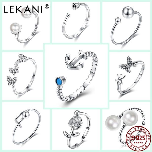 

cluster rings boat anchor 925 sterling silver for women multi-series adjustable open fashion ring shell pearl animal flower fine jewelry, Golden;silver