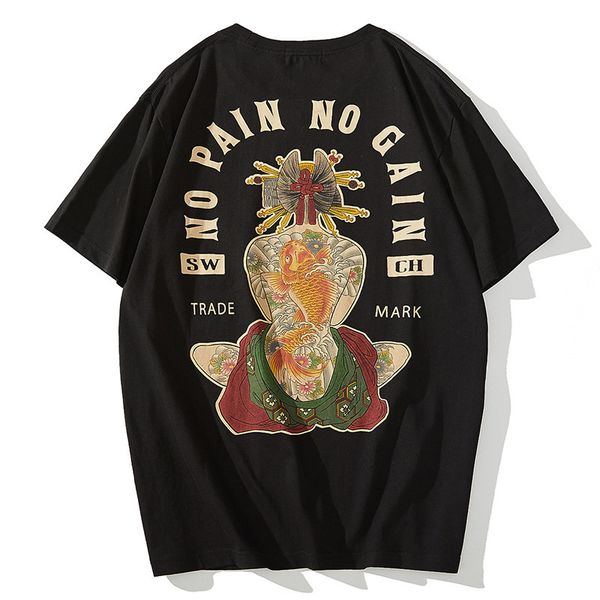 

2021 new has arrived half hip hop tattoo shirt with a short t-shirt 0zc5, White