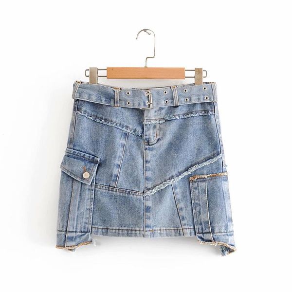 

skirts european and american women's high waist design feeling burr half skirt (including belt), Black