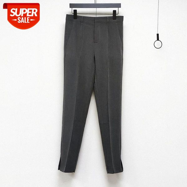 

vibe style trousers slit drape wide-leg casual pants straight striped suit men's #m95f, Black