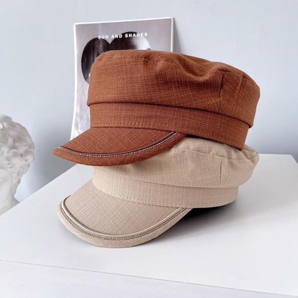 

stingy brim hats 202107-2509204 japan style coarse fabric navy cap leisure lady octagonal hat men women visors, Blue;gray