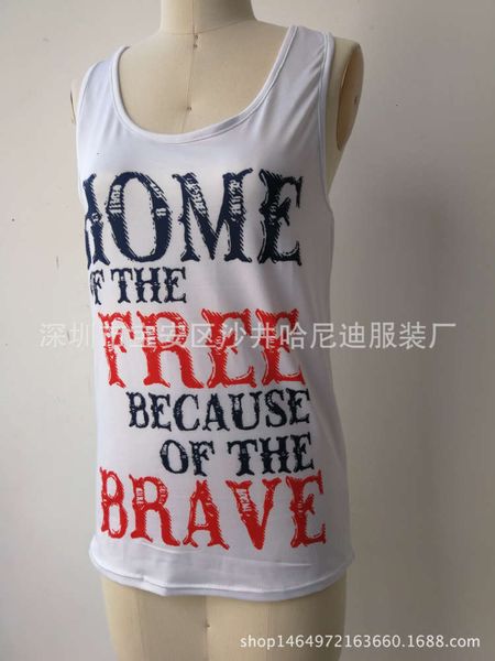 

exclusive 2019 summer new women's letter printing suspender t-shirt, White