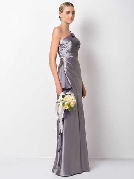

new sier 2021 long es pleated ruffles one shoulder bridesmaid pageant vestidos de festa 7e71, White;pink