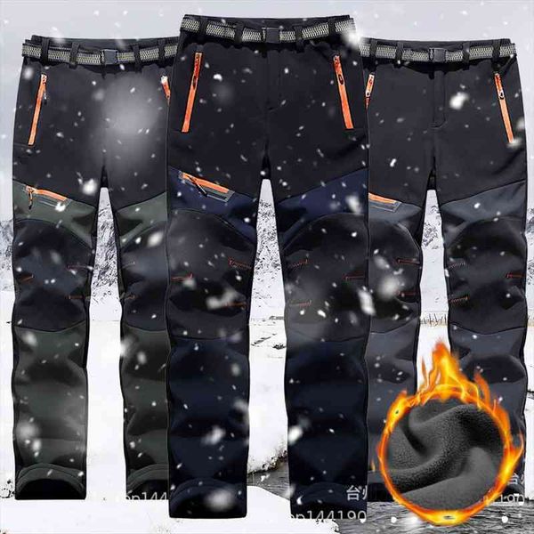 

outdoor autumn winter outwear women pant fashion thicken waterproof softshell fleece lined warm trekking camping, Black
