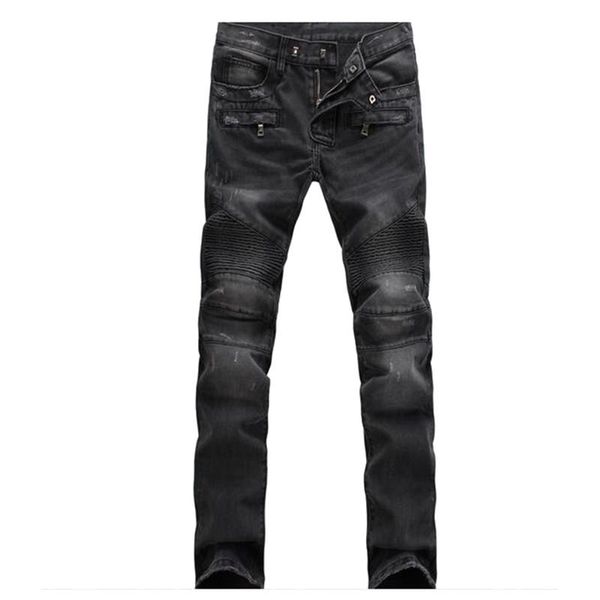 

men's jeans slim pants korean style trend patch stretch beggar ripped casual, Blue