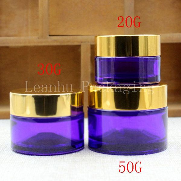 

20/30/50g purple glass cream jar with gold screw cap, eye cream/mask packaging bottle, empty cosmetic container