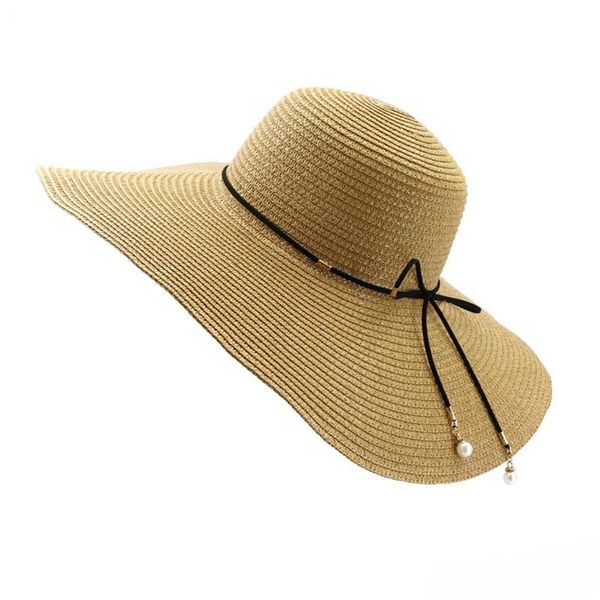 

wide brim hats 13cm bowknot straw hat large floppy foldable roll up beach cap sun vacation travel, Blue;gray