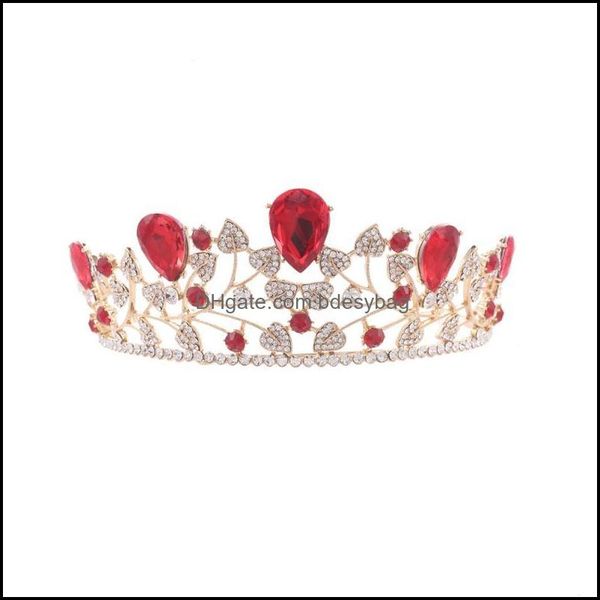 

other hair jewelry jewelryother fashion women wedding bridal tiara crown baroque barrettes hairband clip red drop delivery 2021 sc6gd, Slivery;golden