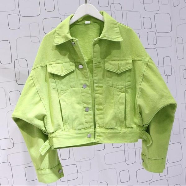 

women's jackets jeans coat 2021 spring all-match loose candy-colored bat-sleeve denim jacket oversize students cowboy coats, Black;brown